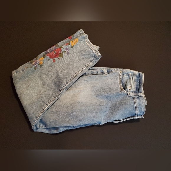 St. John's Bay Denim - Floral Painted Light Blue Jeans